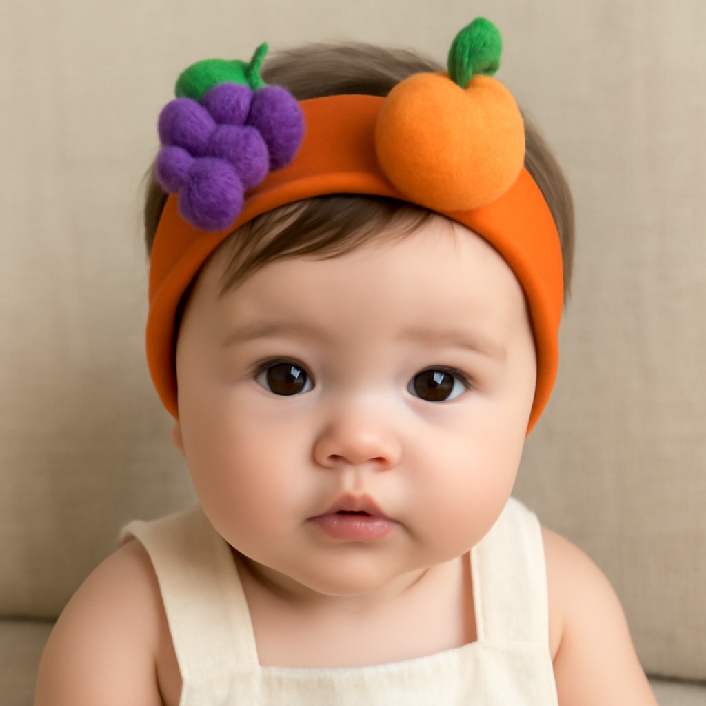 Grape and Orange Fruit Plush Headband for Babies